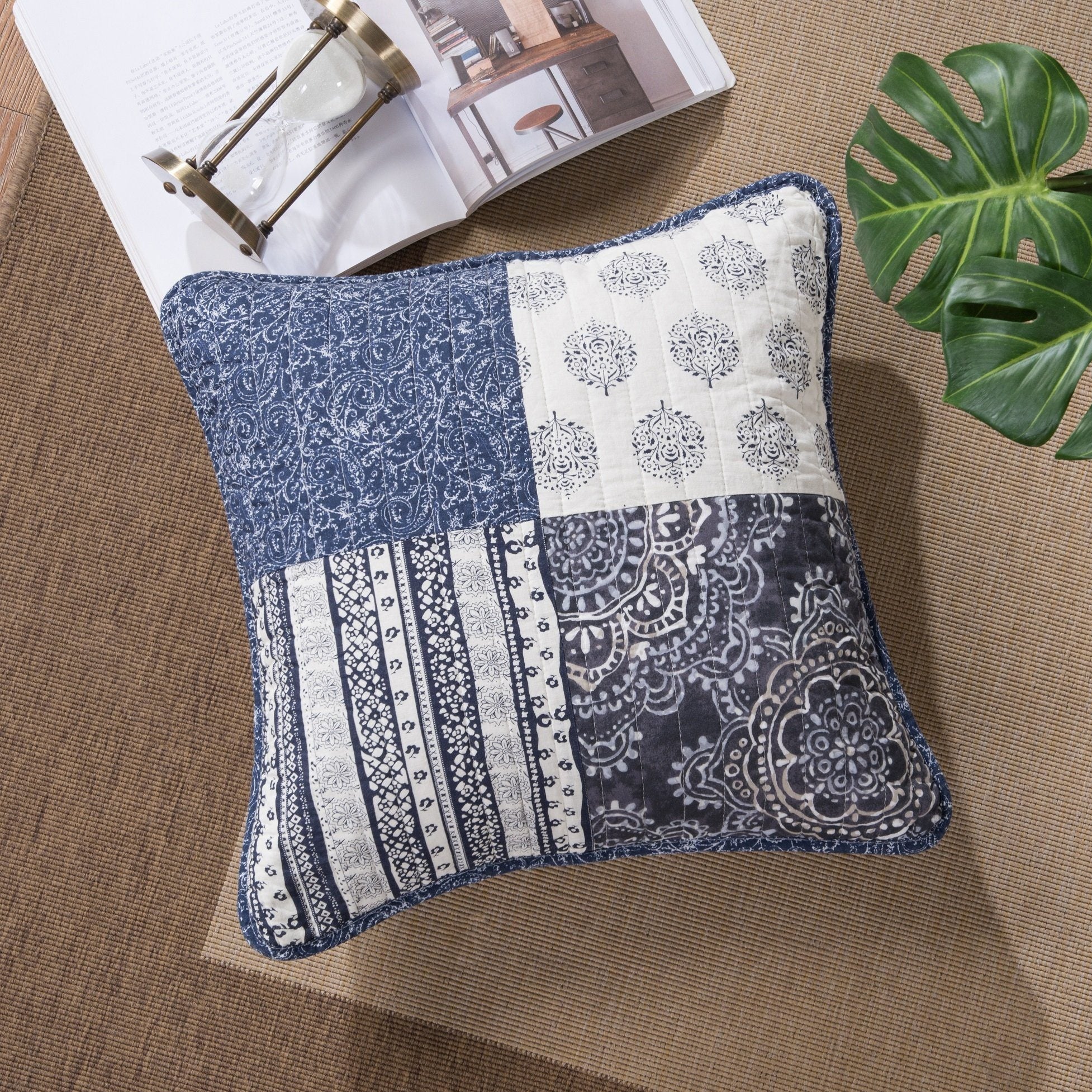 "Bohemian Denim Blue Elegance Throw Pillow Covers - 18¡± x 18"""