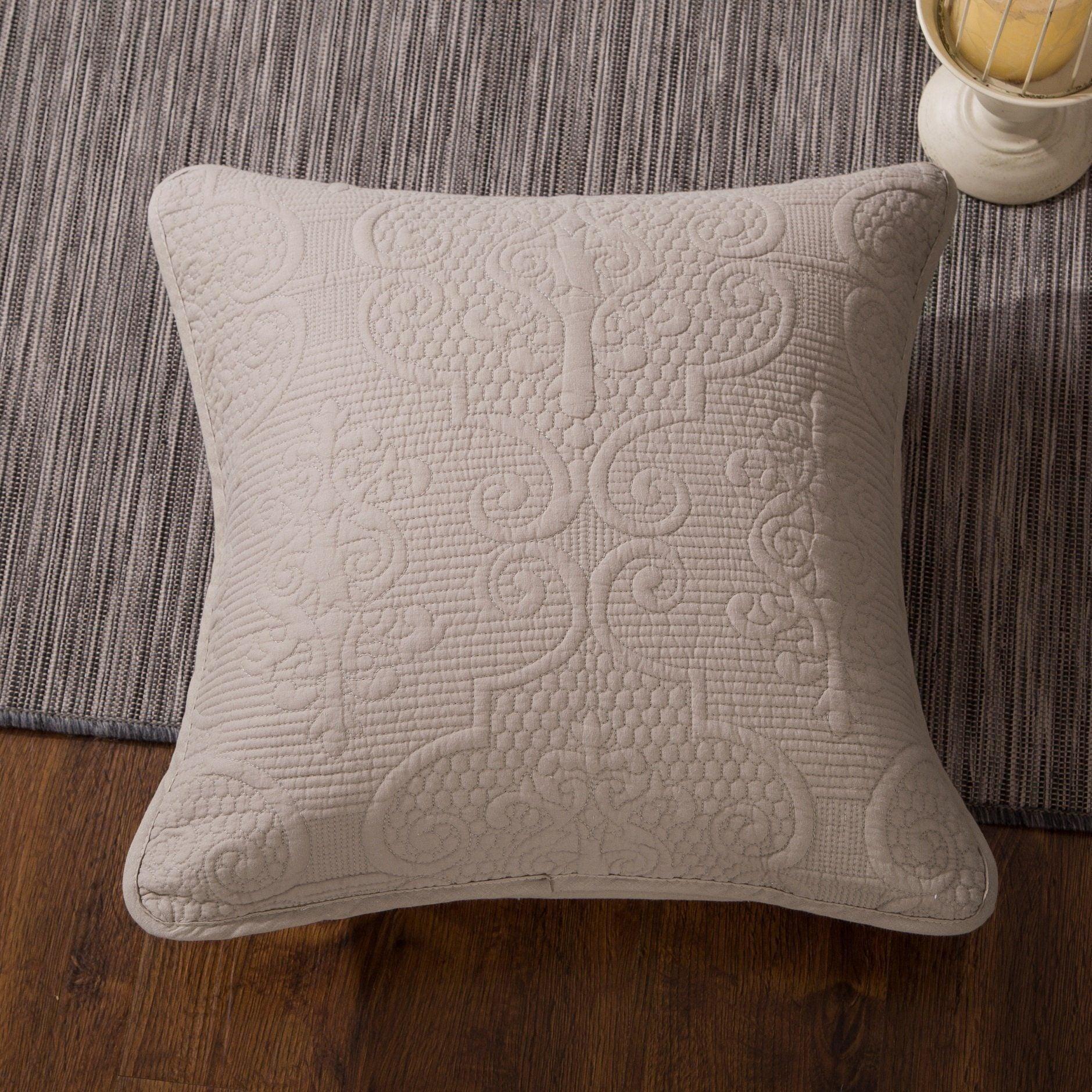"Sandy Beige Taupe Square Throw Pillow Covers, 18"" x 18"""