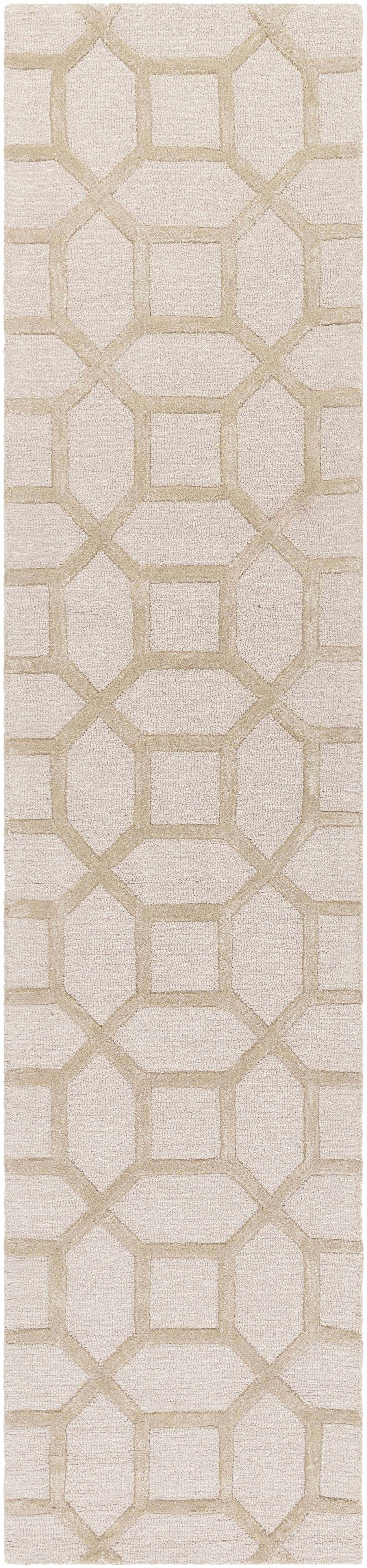 "Dodgertown Area Rug runner in ivory beige, hand-tufted wool with a medium pile, perfect for hallways or narrow spaces."