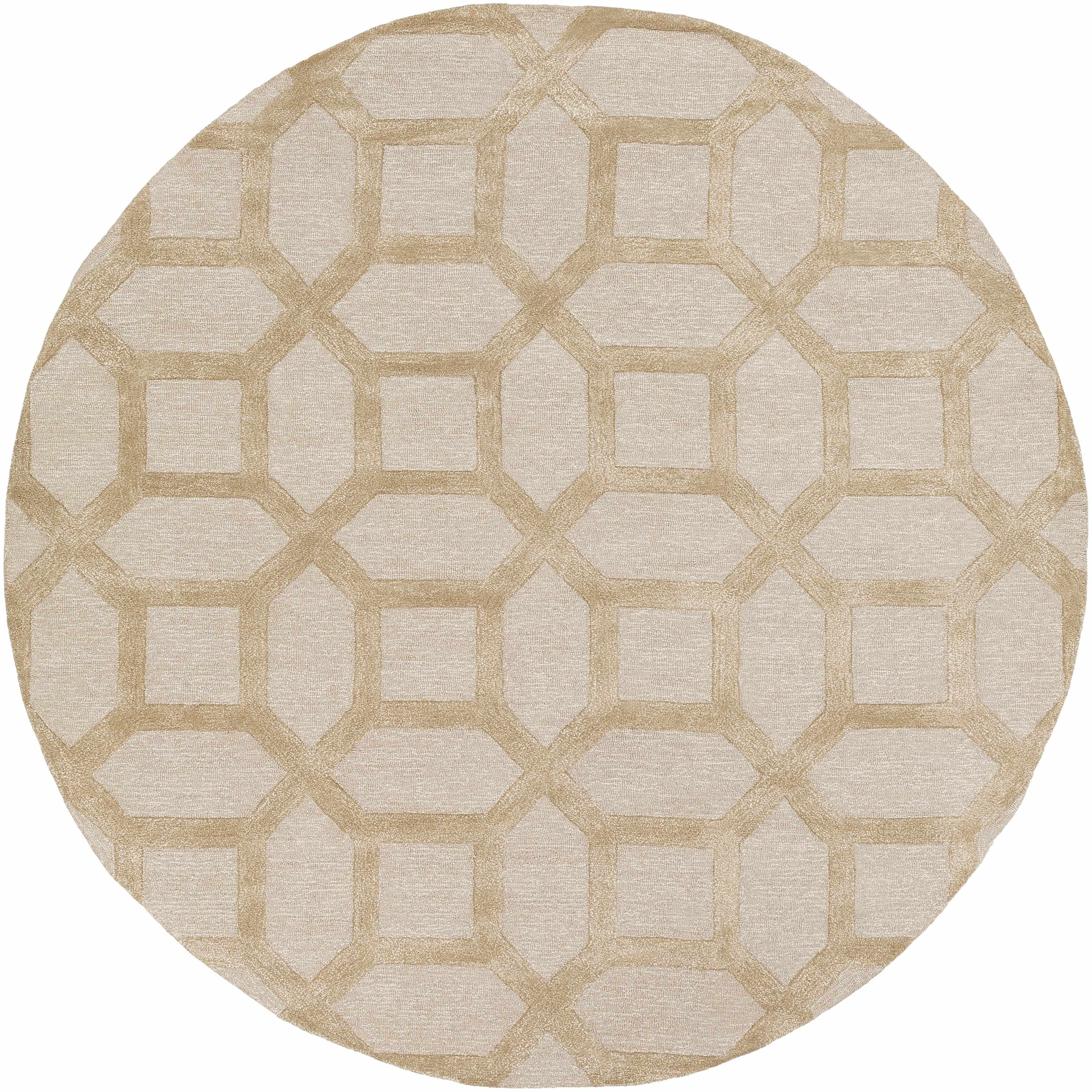"Circular Dodgertown Area Rug - Ivory Beige Wool | Hand Tufted, featuring a soft texture and modern design for home decor."