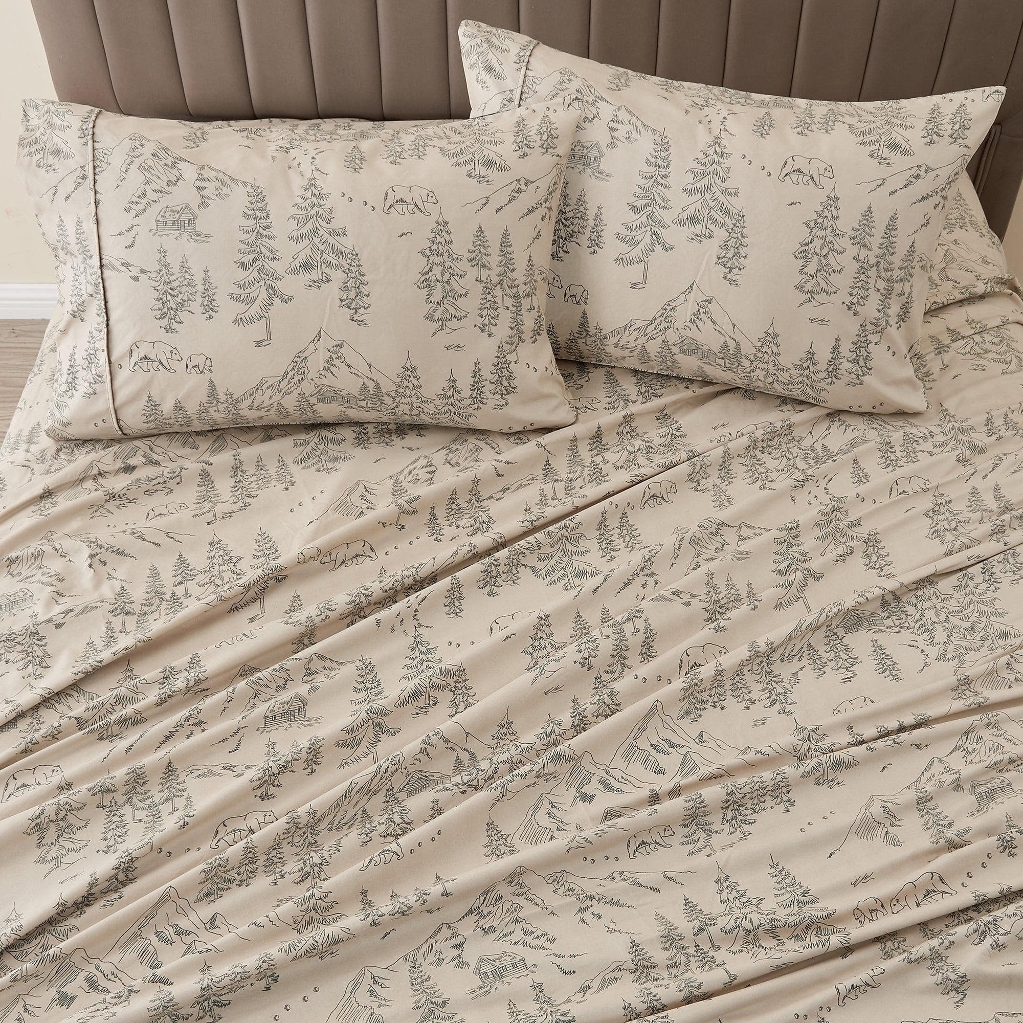 Lodge Microfiber Sheet - Mountain Ridge - Outdoor & Christmas Themed Bedding
