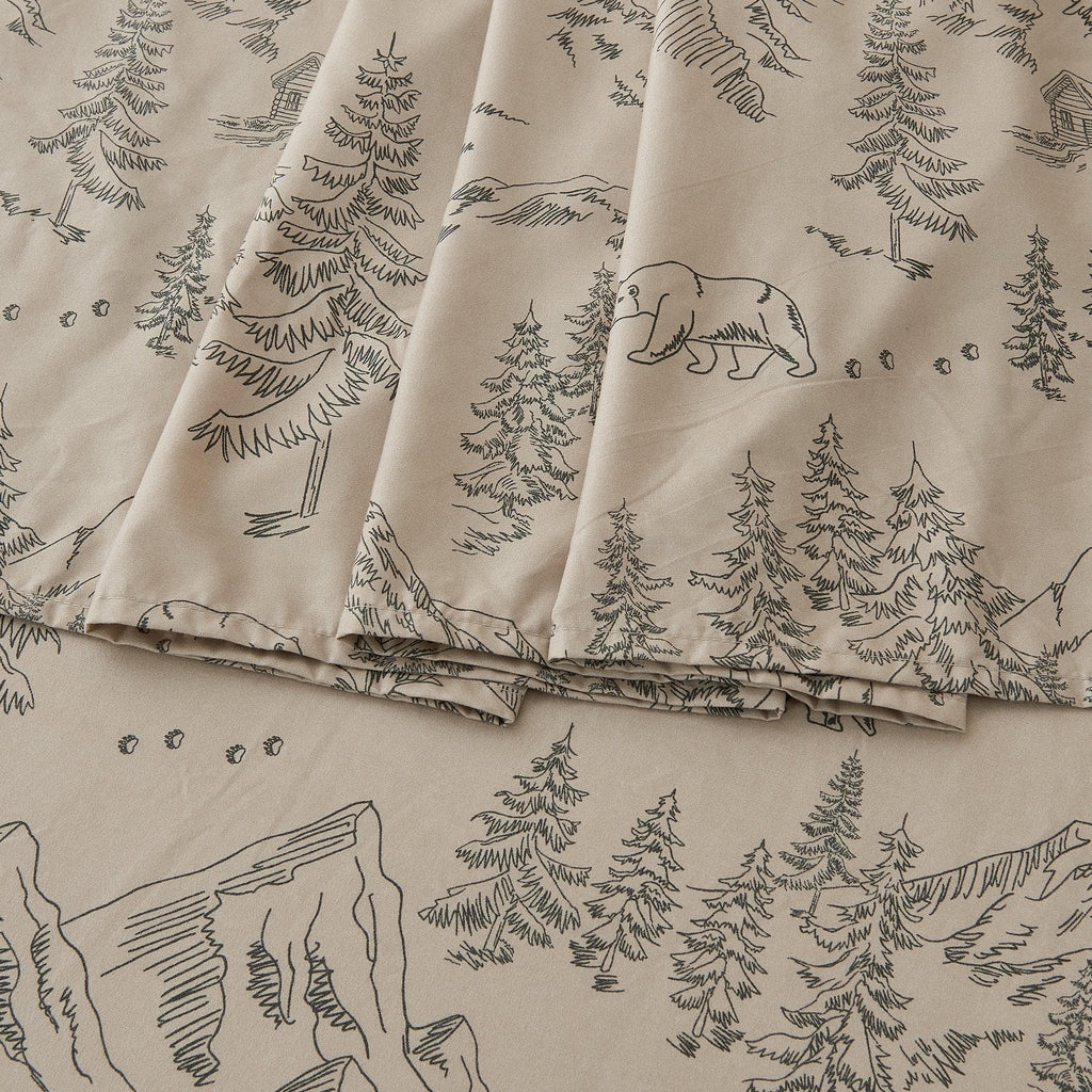 Lodge Microfiber Sheet - Mountain Ridge - Outdoor & Christmas Themed Bedding