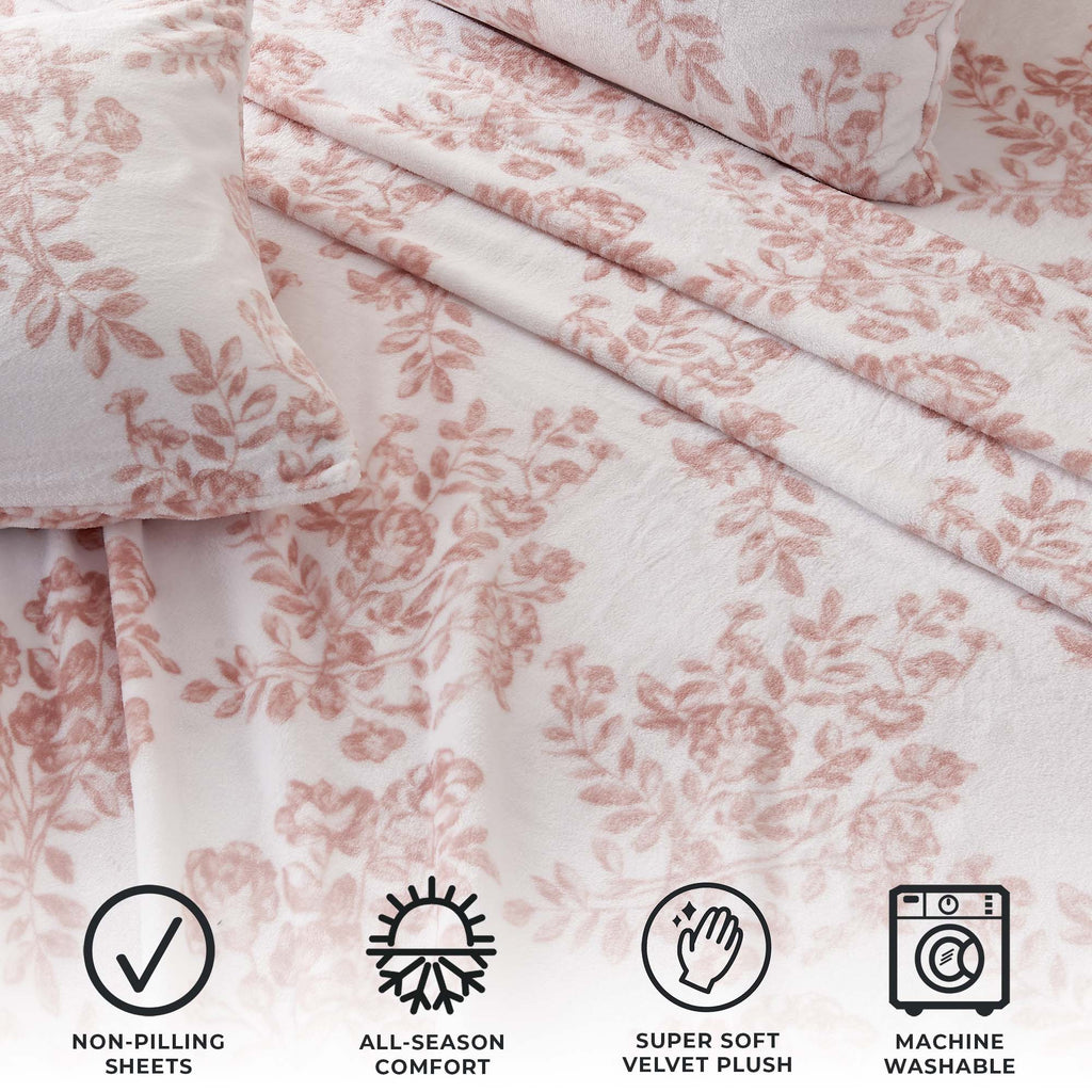 Velvet Luxe Printed Plush Sheet - Winter & Christmas Themed Bedding