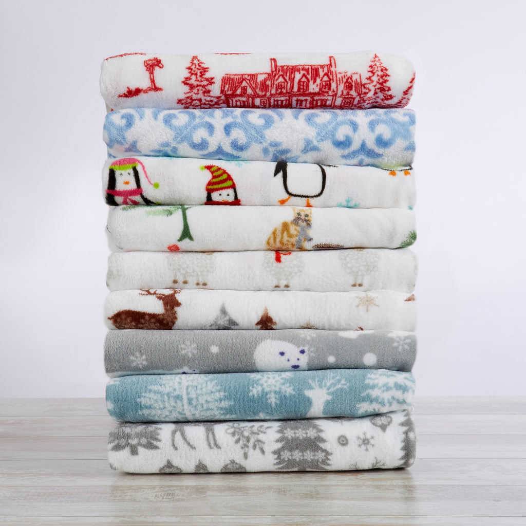 Velvet Luxe Printed Plush Sheet - Winter & Christmas Themed Bedding