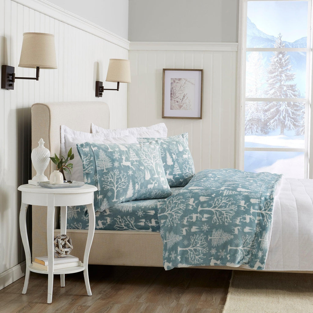 Velvet Luxe Printed Plush Sheet - Winter & Christmas Themed Bedding
