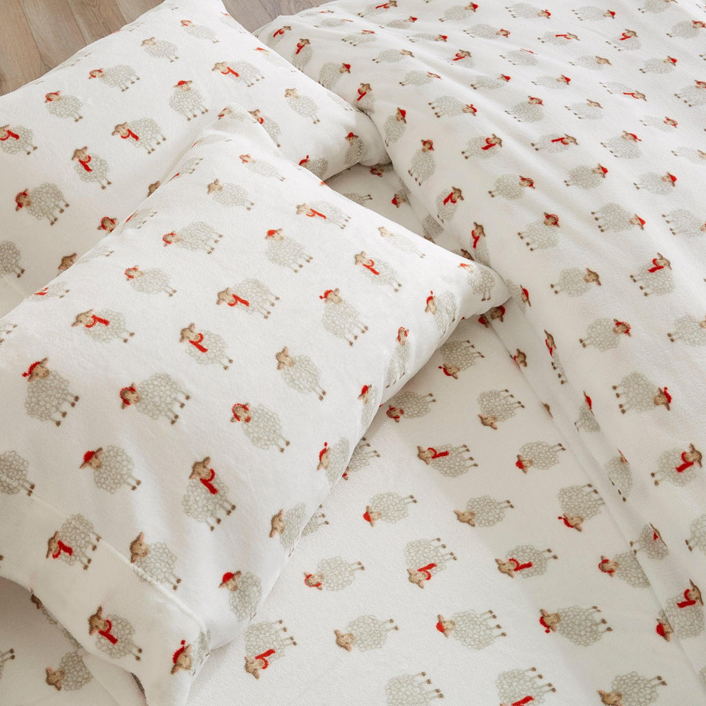 Velvet Luxe Printed Plush Sheet - Winter & Christmas Themed Bedding