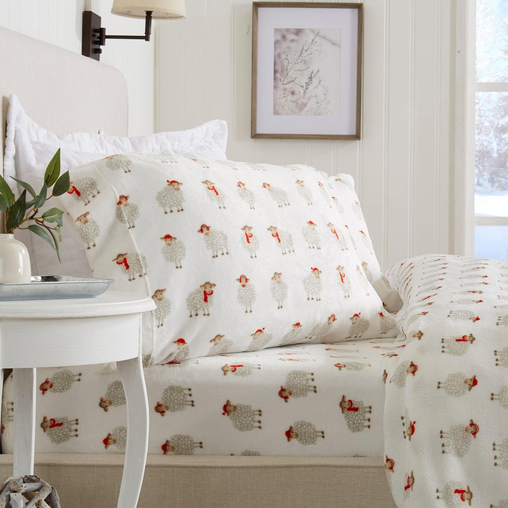 Velvet Luxe Printed Plush Sheet - Winter & Christmas Themed Bedding