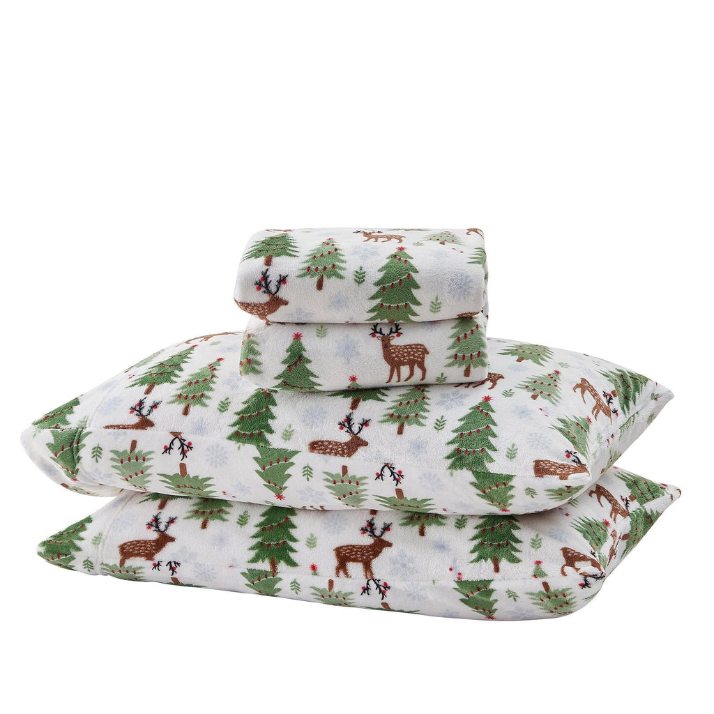 Velvet Luxe Printed Plush Sheet - Winter & Christmas Themed Bedding