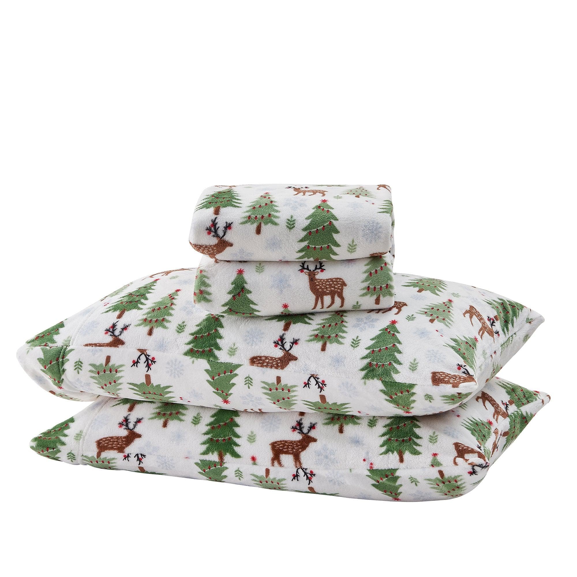 Velvet Luxe Printed Plush Sheet - Winter & Christmas Themed Bedding