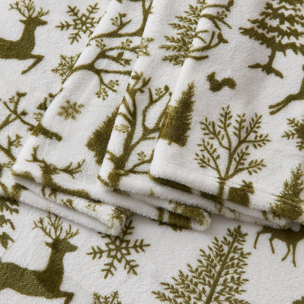 Velvet Luxe Printed Plush Sheet - Winter & Christmas Themed Bedding