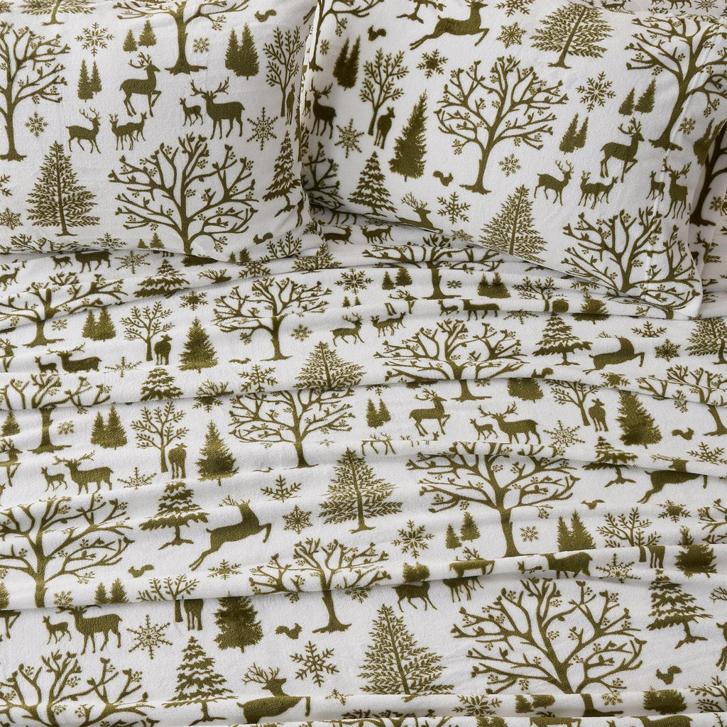 Velvet Luxe Printed Plush Sheet - Winter & Christmas Themed Bedding
