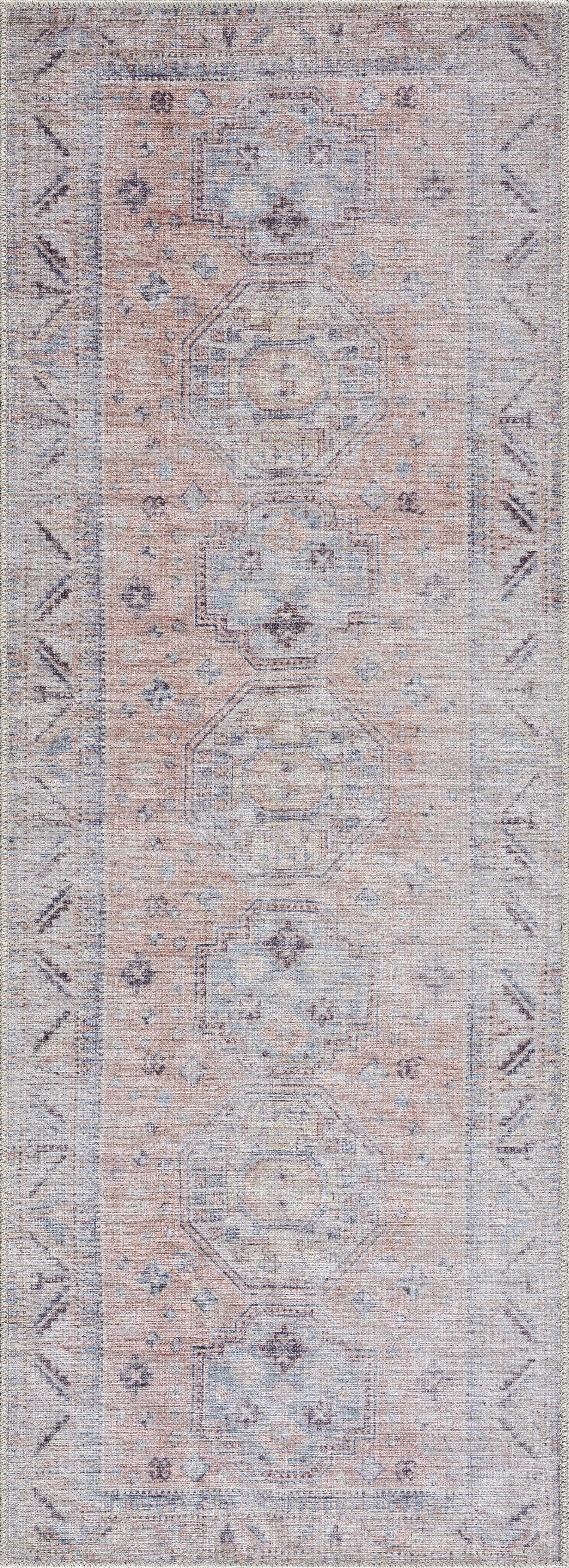 Morcott Peach Washable Area Rug