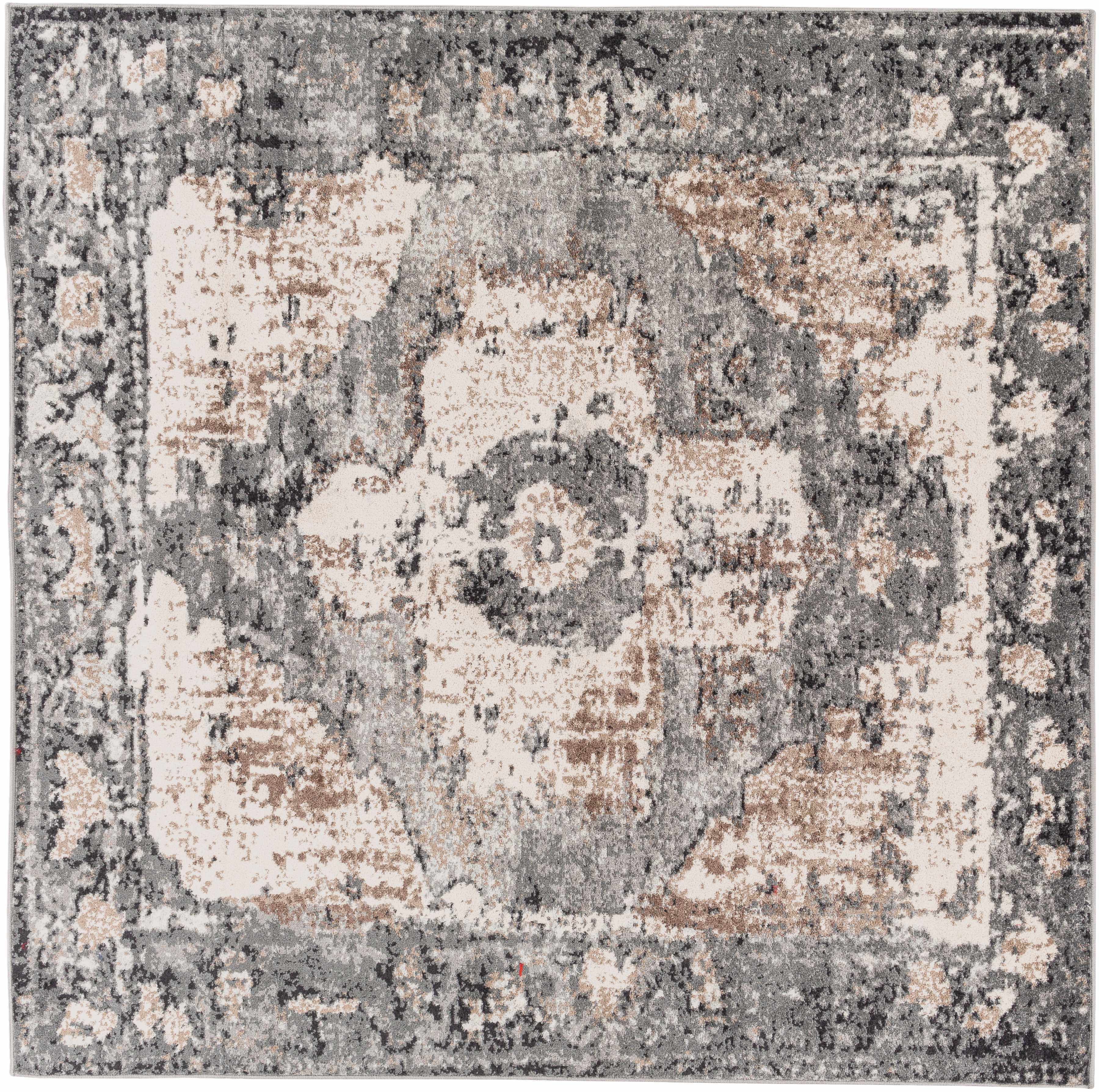 "Rectangular Newalla Area Rug with ornate traditional pattern in slate blue and brown, ideal for living or dining areas."
