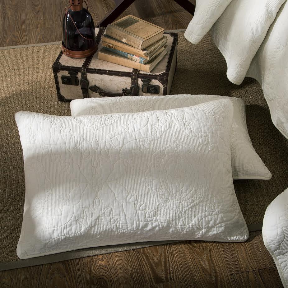 Vanilla Cream Ivory Paisley Damask Stitch Matelass¨¦ Cotton Quilt Set