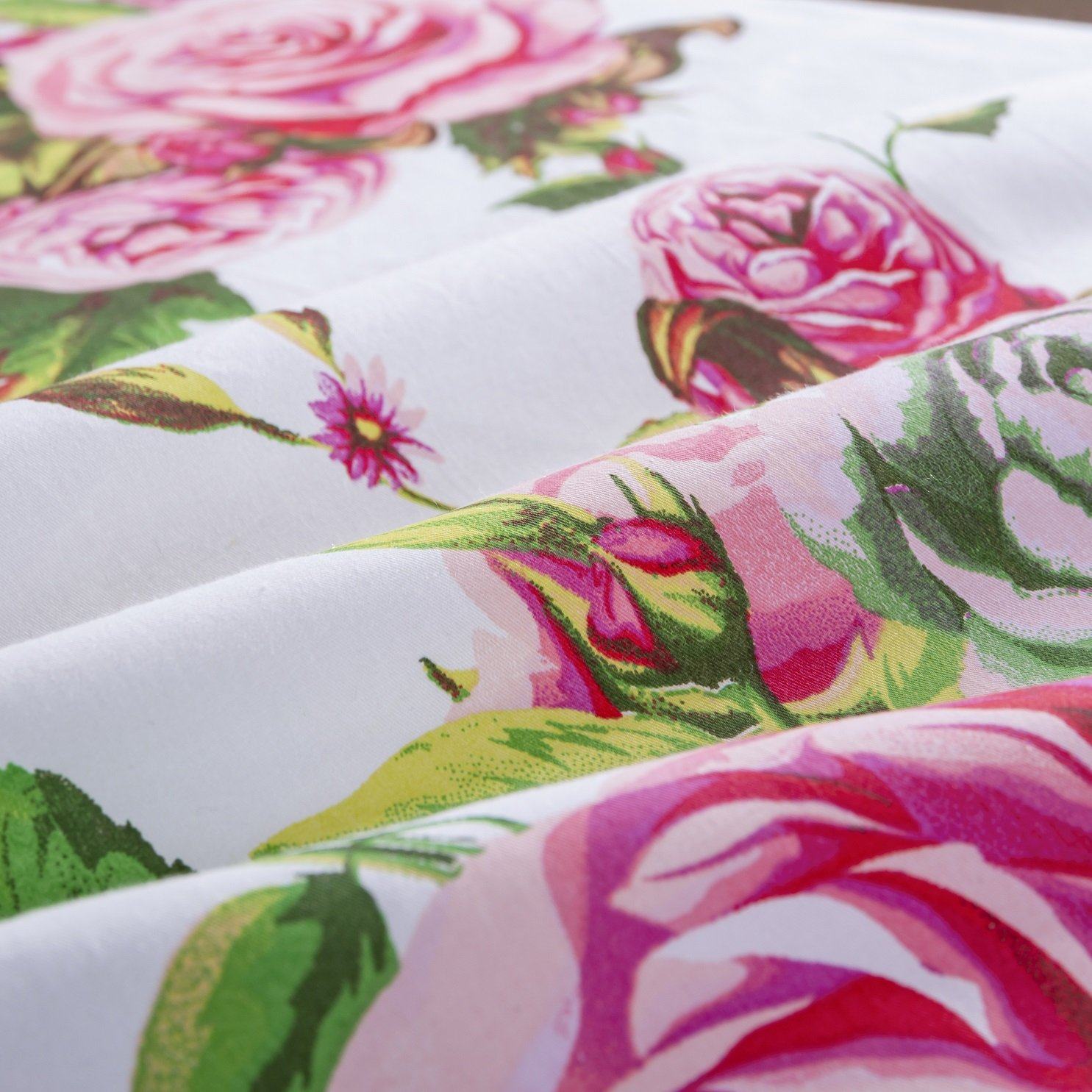 DaDa Bedding Romantic Roses Lovely Spring Pink Floral Garden Fitted & Flat Bed Sheet Set w/ Pillow Cases (JHW879) by DaDa Bedding Collection