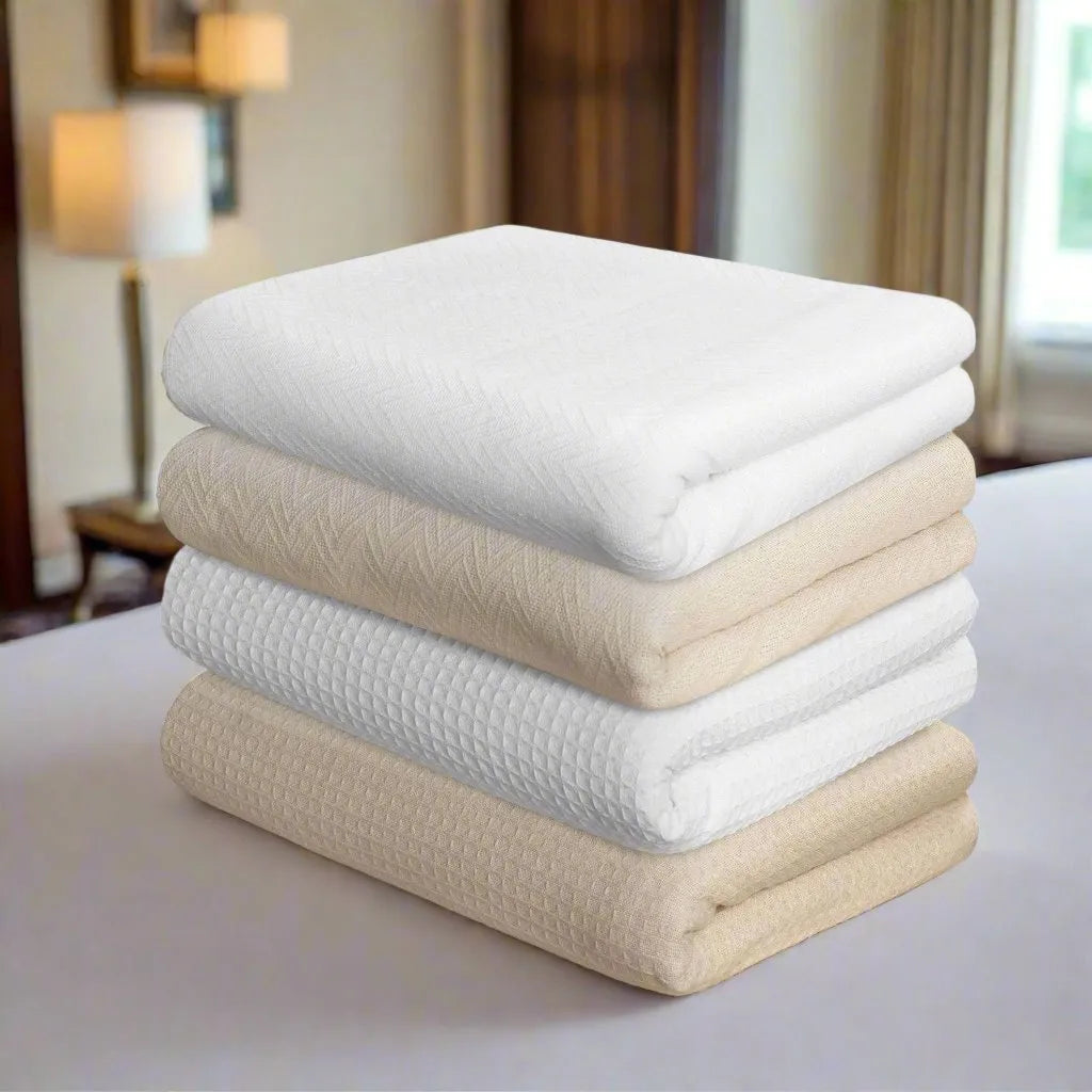 Cotton Herringbone & Honeycomb Weave All Season Blanket 2 PK by Rifz Textiles Inc