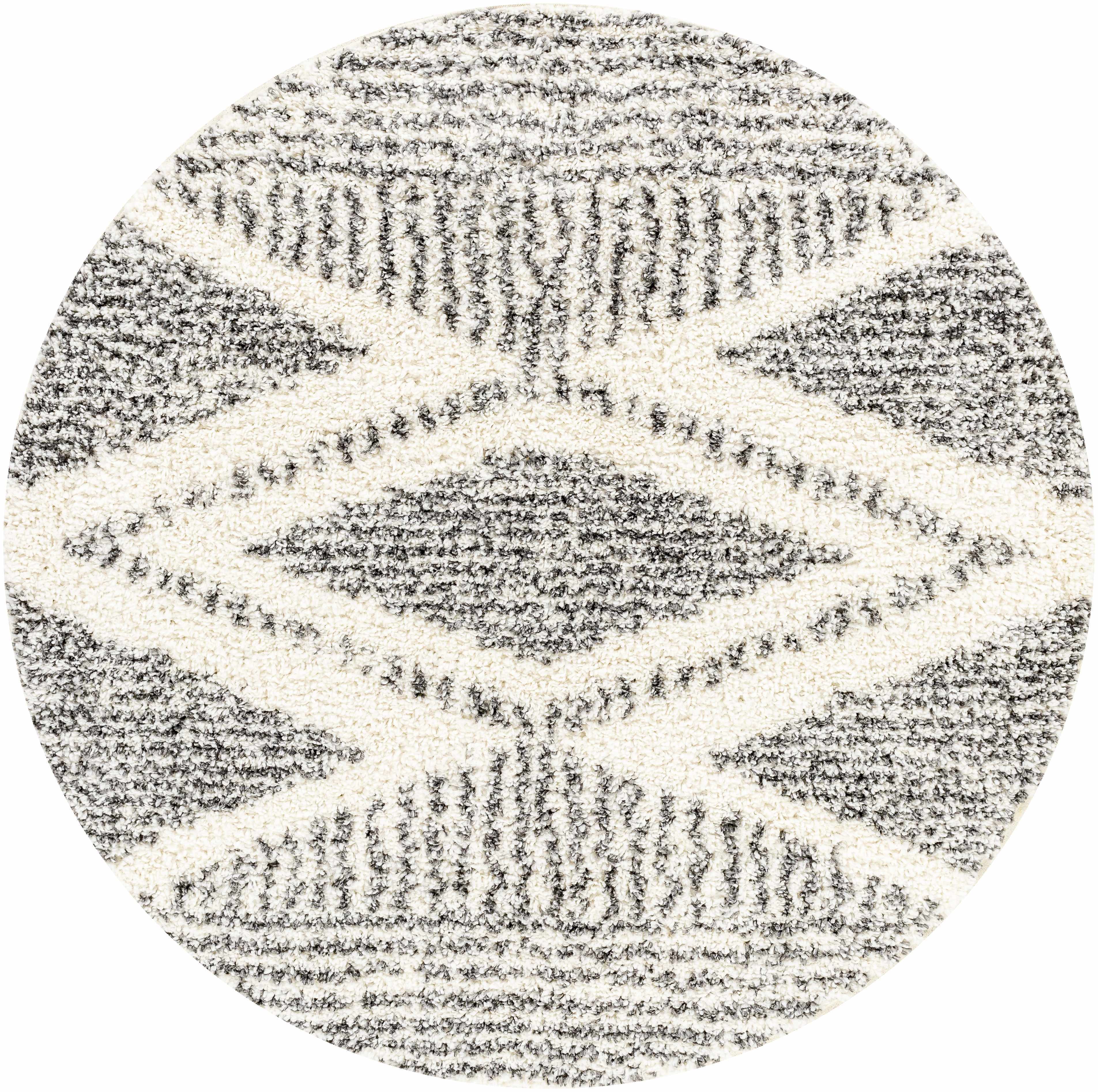 "Round version of Trunding Plush Area Rug with symmetrical diamond pattern, ideal for small spaces or accent areas."