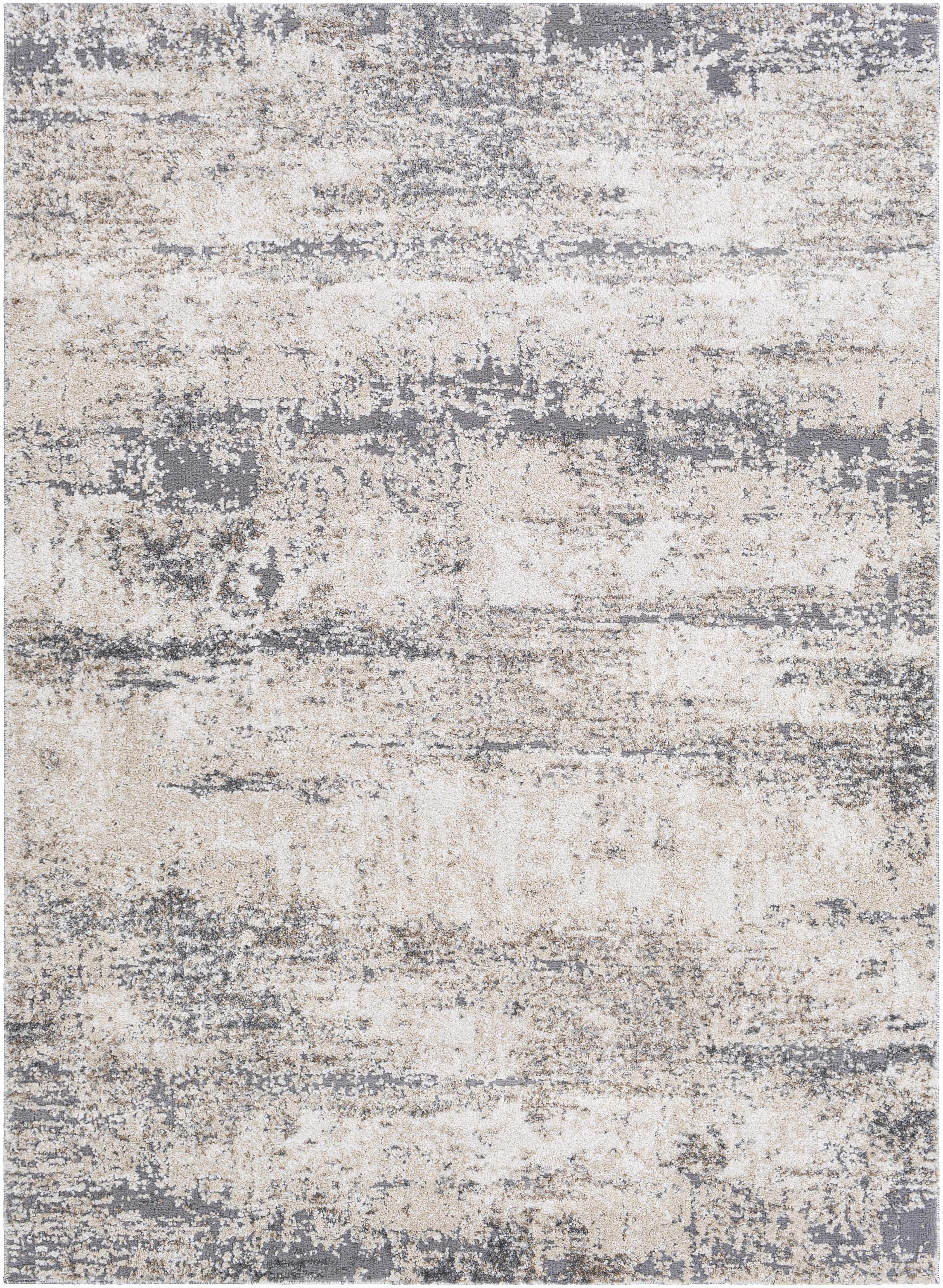 "Top view of Vesper Plush Area Rug showcasing its abstract charcoal and beige pattern, ideal for contemporary interiors."